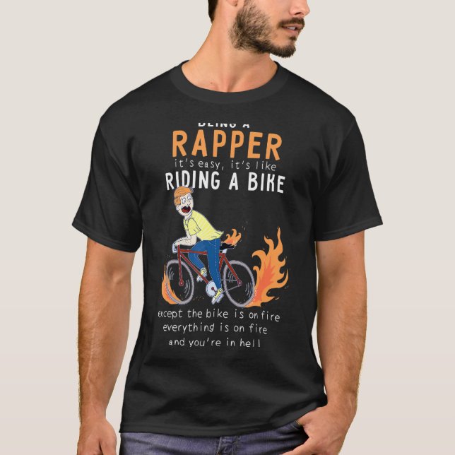 Rapper som Riding Bike Cyclist Funny 1 T Shirt (Framsida)