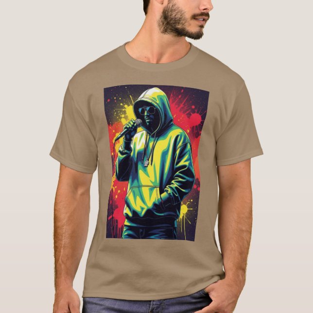 Rapper Streetwear Silhouette Urban HipHop Style De T Shirt (Framsida)