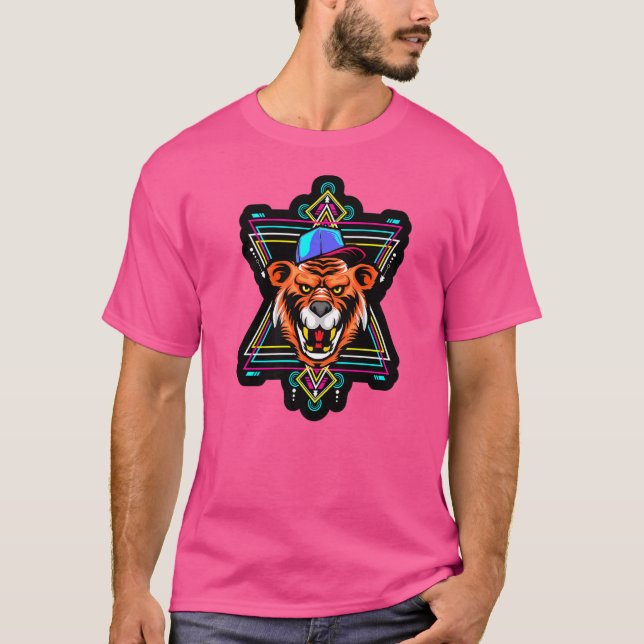 Rapper Tiger Helig Geometry Fractal Mönster Bra T Shirt (Framsida)