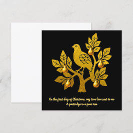 Rapphöna I Ett Päronträd Elegant Guld Jul Julkort