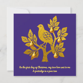 Rapphöna I Ett Päronträd Lila Guld Jul Julkort