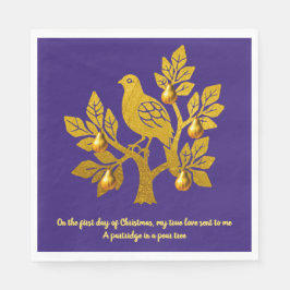 Rapphöna I Ett Päronträd Lila Guld Jul Pappersservett