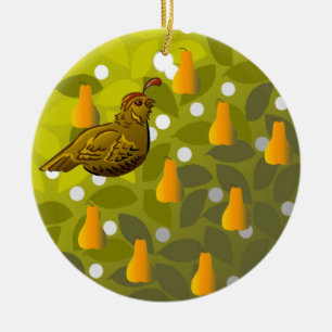 Rapphöna i ett Pearträd Julgransprydnad Keramik