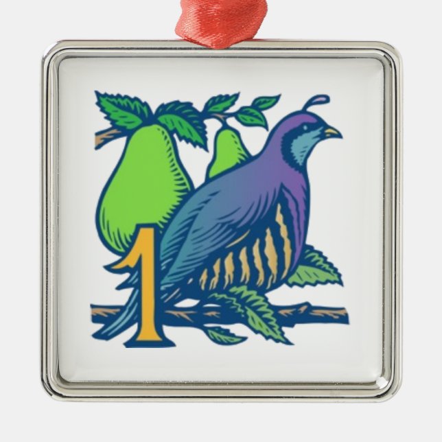 Rapphöna i ett Pearträd Julgransprydnad Metall (Framsidan)