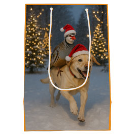 Rapphöna ridande på gul labrador julkort