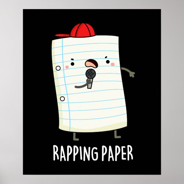 Rapping Papper Funny Wrapping Papper Pun Mörk BG Poster (Framsidan)