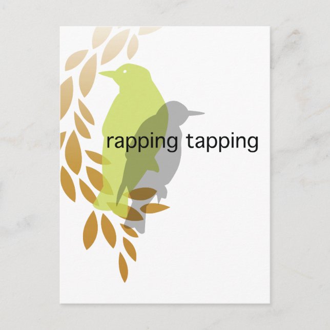 Rapping Tapping - Fåglar vid Gren Vykort (Framsida)