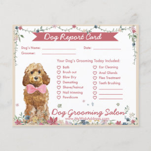 Rapportkort för Blommigt Cockapoo Hund Grooming Flygblad