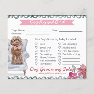Rapportkort för Hund av rosa och blått Blommigt Flygblad