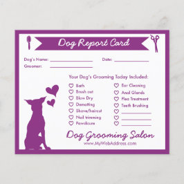 Rapportkort för lila Banner Silhouette Hund Groomi