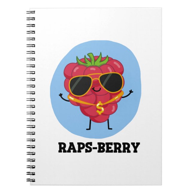 Raps-berry Funny Rapper Raspberry Pun Anteckningsbok (Framsidan)