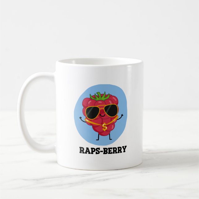 Raps-berry Funny Rapper Raspberry Pun Kaffemugg (Vänster)