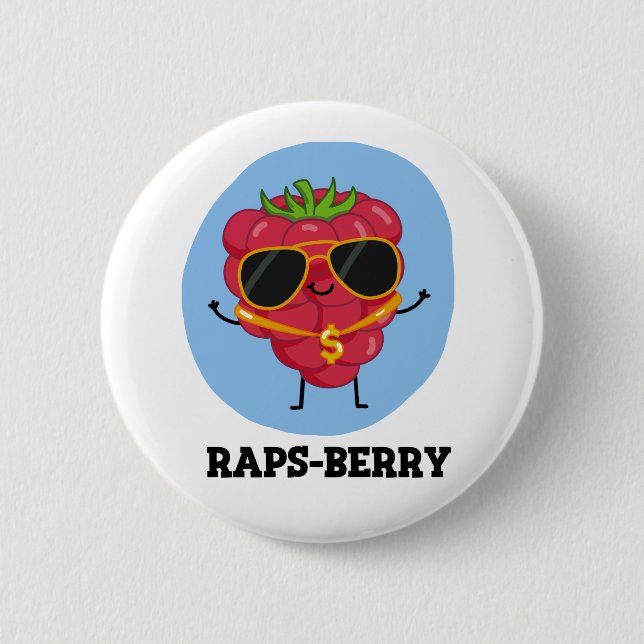 Raps-berry Funny Rapper Raspberry Pun Knapp (Framsida)