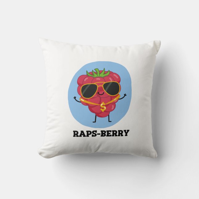 Raps-berry Funny Rapper Raspberry Pun Kudde (Framsida)