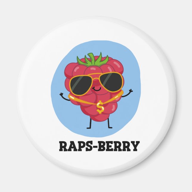 Raps-berry Funny Rapper Raspberry Pun Magnet (Framsidan)