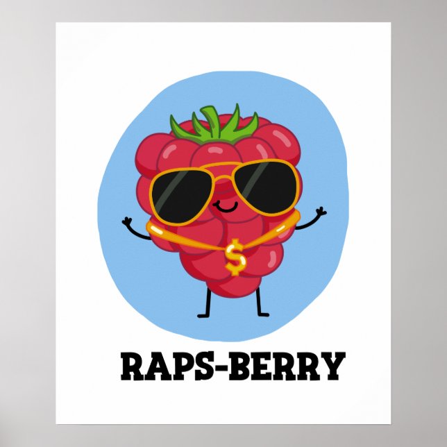 Raps-berry Funny Rapper Raspberry Pun Poster (Framsidan)