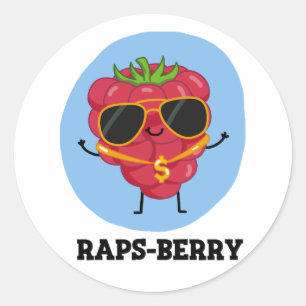Raps-berry Funny Rapper Raspberry Pun Runt Klistermärke