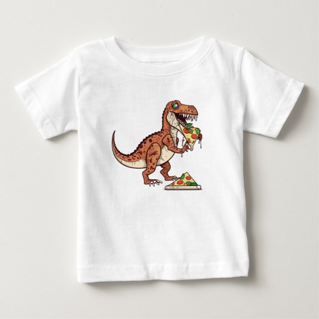 Raptor dinosaur äter pizza, Birthday Gift T Shirt (Framsida)