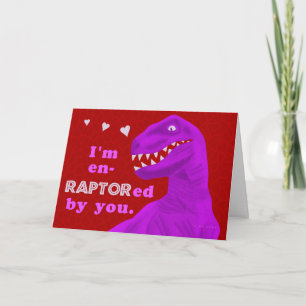 Raptor Dinosaur Pun på Alla hjärtans dag Helgkort