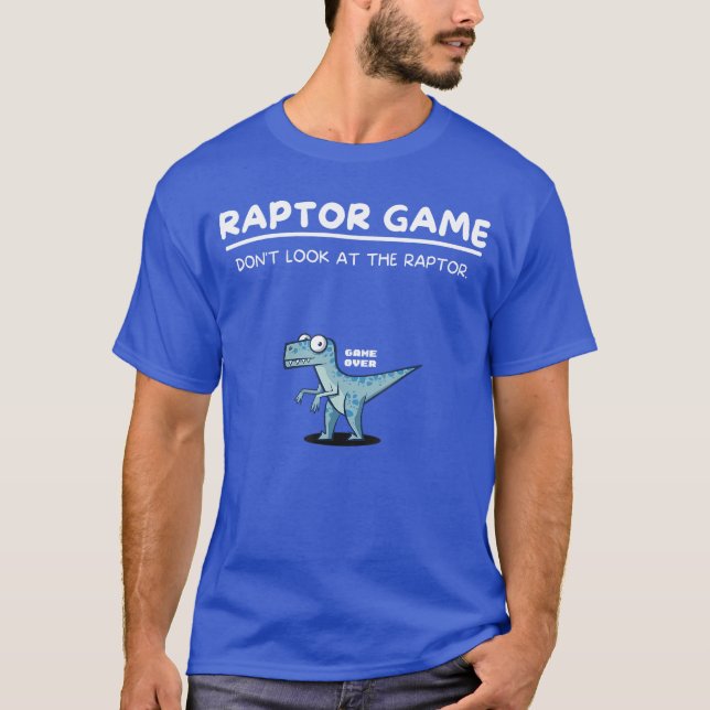 Raptor Game Funny Dinosaur Meme Comic Velociraptor T Shirt (Framsida)