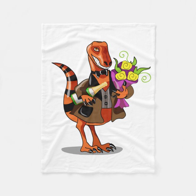 Raptor Holding Flaska av mousserande Vin & Flowers Fleecefilt (Framsidan)