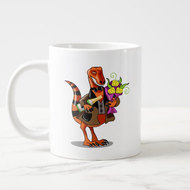 Raptor Holding Flaska av mousserande Vin & Flowers Jumbo Mugg (Vänster)