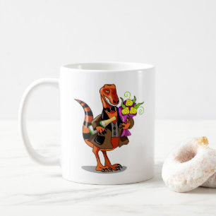 Raptor Holding Flaska av mousserande Vin & Flowers Kaffemugg