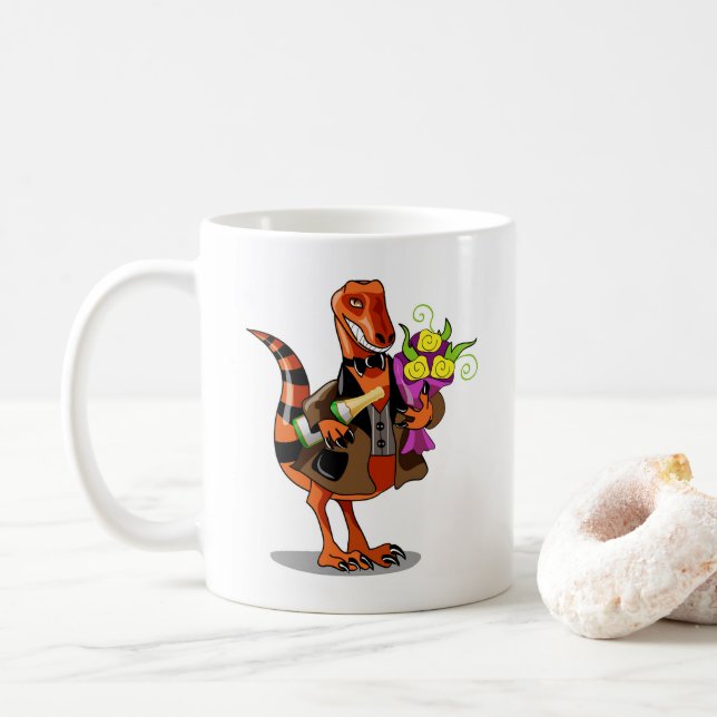Raptor Holding Flaska av mousserande Vin & Flowers Kaffemugg (Med munk)