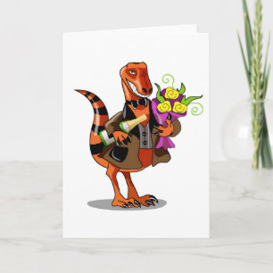 Raptor Holding Flaska av mousserande Vin & Flowers Kort