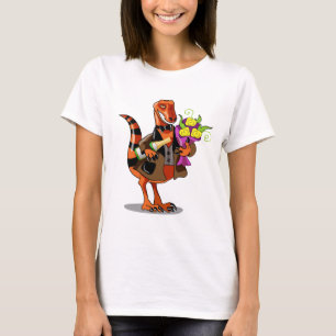 Raptor Holding Flaska av mousserande Vin & Flowers T Shirt