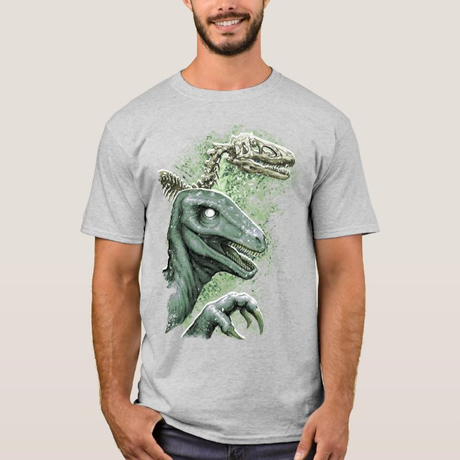 Raptor i Grönt T Shirt (Framsida)