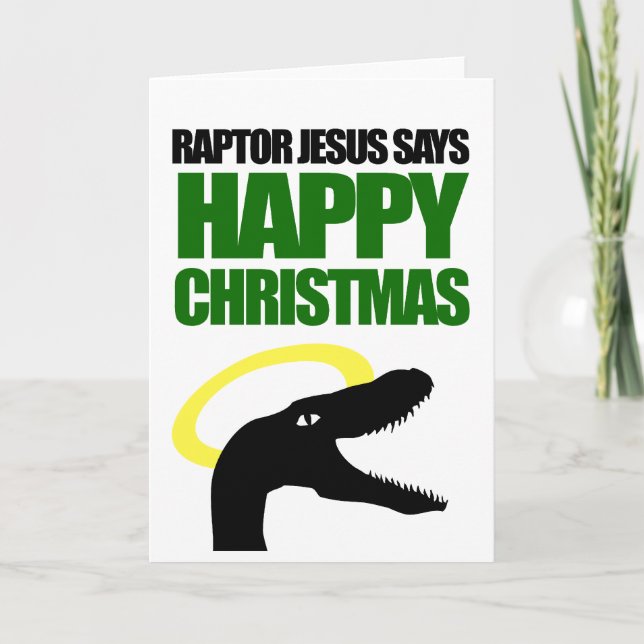 Raptor Jesus säger Lycklig jul Helgkort (Framsida)