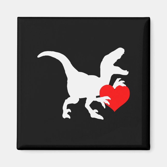 Raptor Love Valentines Day Gift Dino Raptor Heart  Magnet (Framsidan)