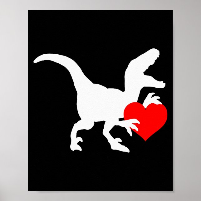 Raptor Love Valentines Day Gift Dino Raptor Heart  Poster (Framsidan)