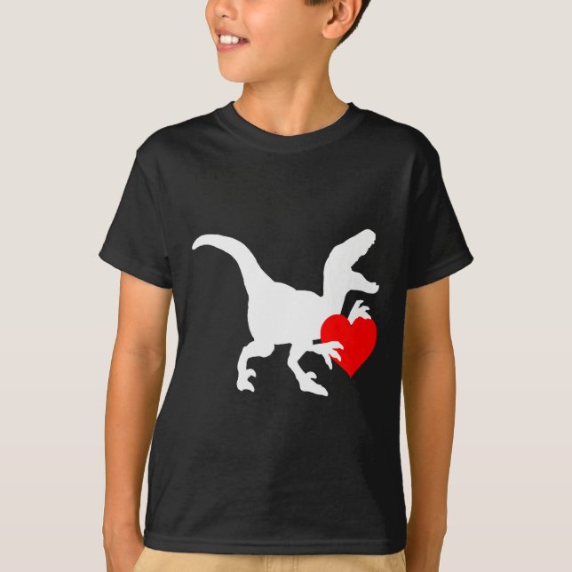 Raptor Love Valentines Day Gift Dino Raptor Heart  T Shirt (Framsida)