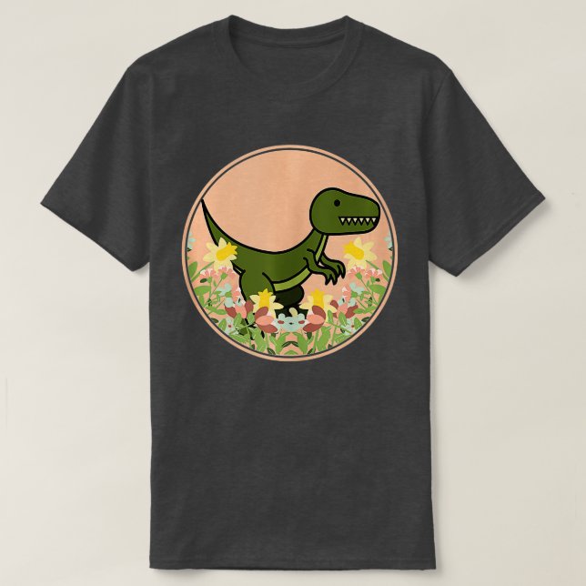 Raptor Velociraptor Dino Dinosaurs Blommigt Flower T Shirt (Design framsida)