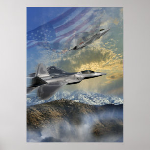 RAPTORS ÖVER AMERIKA F22 JET POSTER