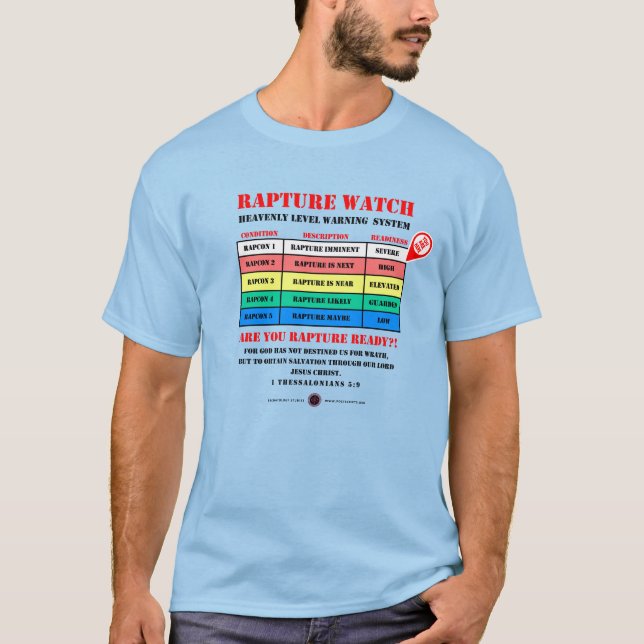 Rapture Alert Levels T Shirt (Framsida)