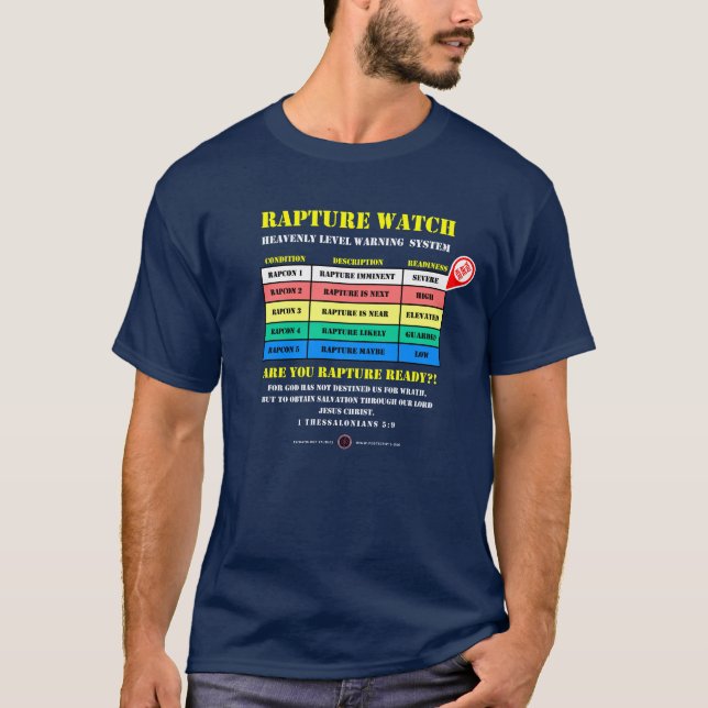 Rapture Alert Levels T Shirt (Framsida)