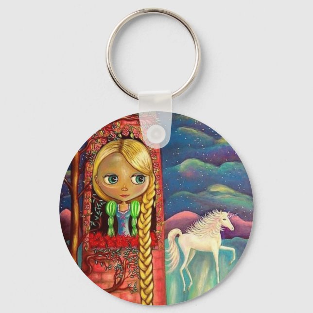 Rapunzel och Unicorn Keychain Nyckelring (Framsida)