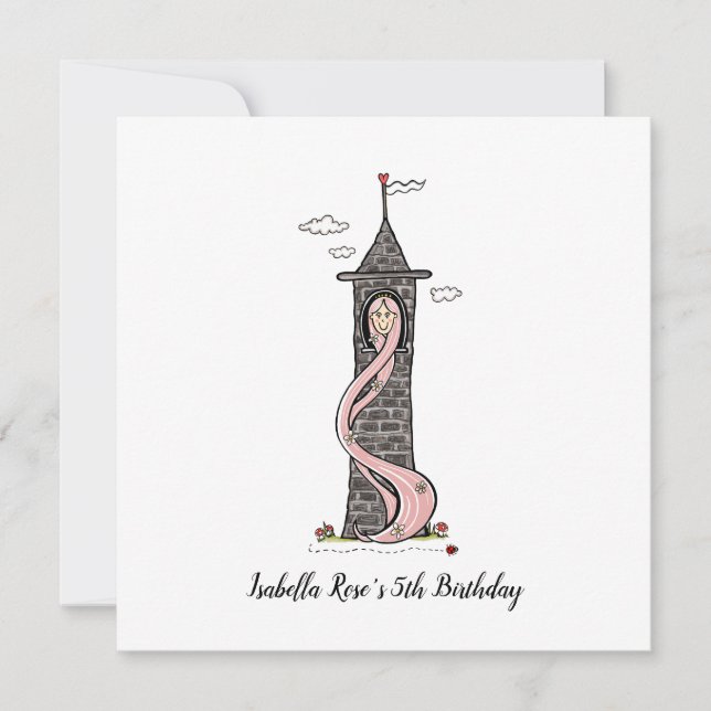 Rapunzel Princess Light Light Skin Tone Party bjud (Framsida)