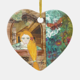 Rapunzel som drömm julgransprydnad keramik