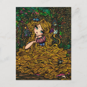 Rapunzel Storybook Princess Original Art Postcard Vykort