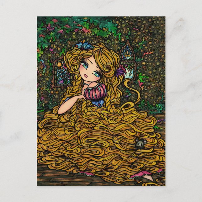 Rapunzel Storybook Princess Original Art Postcard Vykort (Framsida)