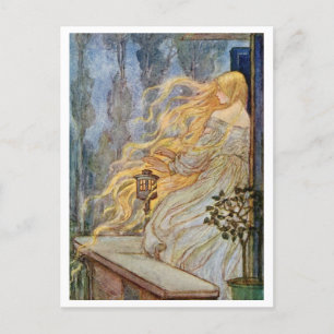 Rapunzel Vintage Illustration-vykort Vykort