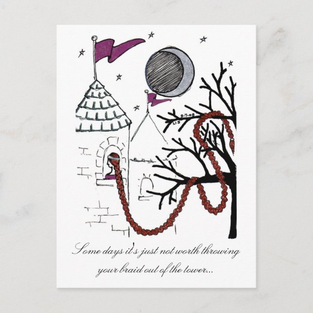 Rapunzels mycket dåliga vykort för hårdagar (Framsida)