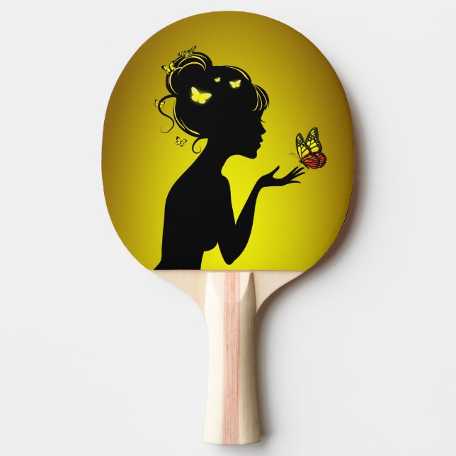 Raquette De Ping Pong La femme papillons jaunes Pingisracket (Framsidan)
