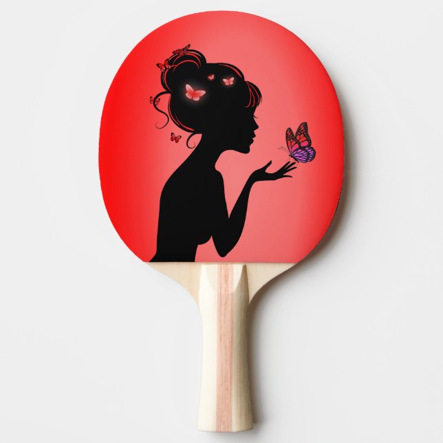 Raquette De Ping Pong La femme papillons rouges Pingisracket (Framsidan)
