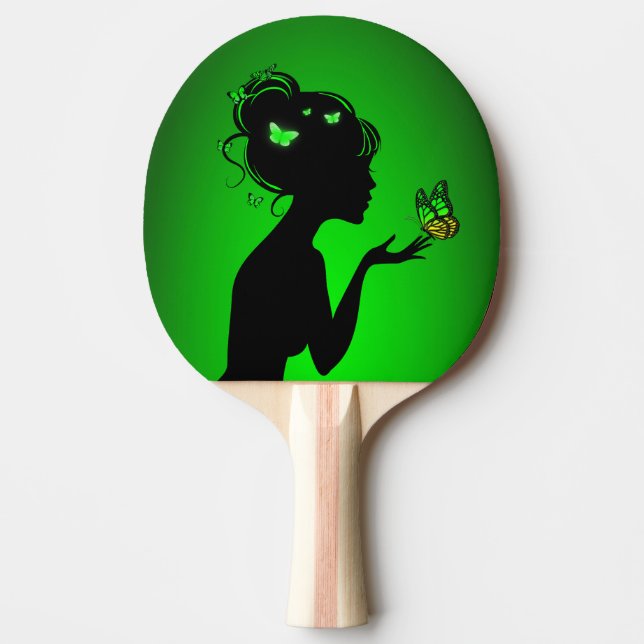 Raquette De Ping Pong La femme papillons verts Pingisracket (Framsidan)
