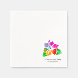 Rare 6-Petal Hibiscus-Colorful Hawaiian Good Luck Pappersservett